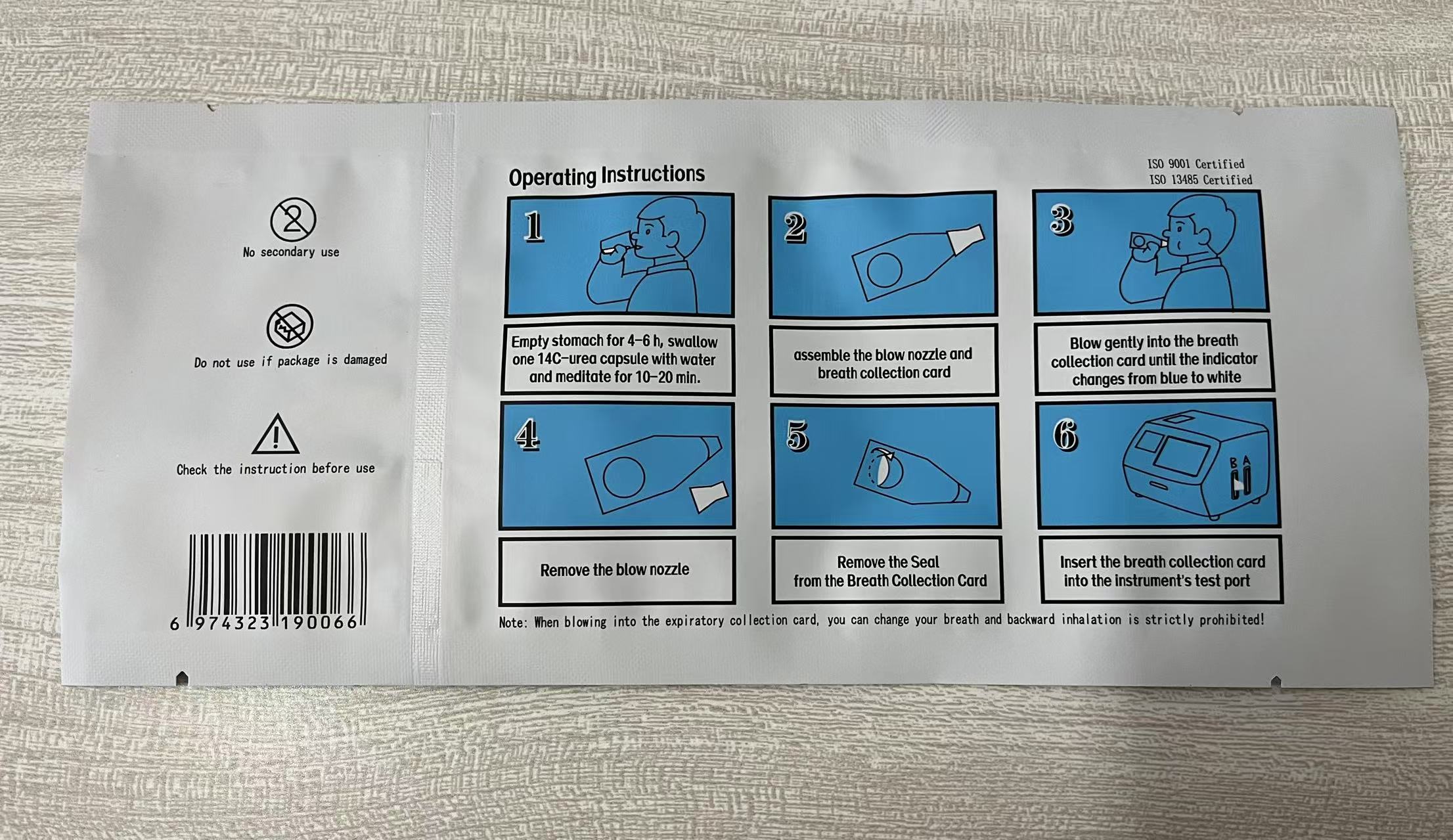 Helicobacter Pylori Breath Collection Card